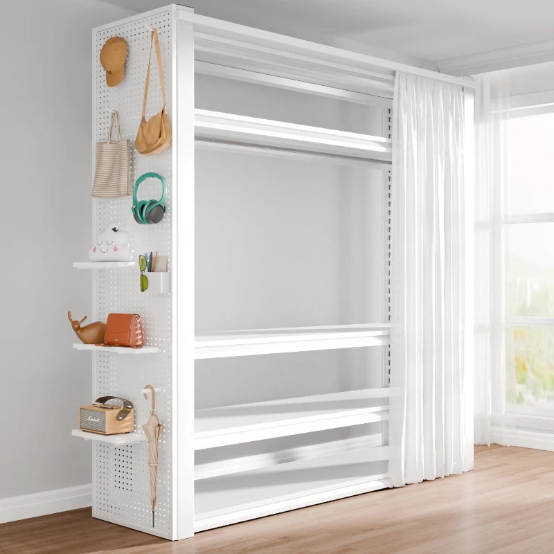 

Shelf Wardrobe Bedroom Household Simple Metal Floor Coat Rack Dormitory Assembly Shelf