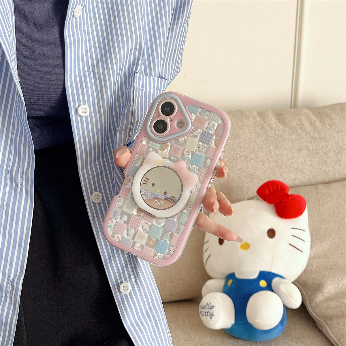 

New Luxury Stylish Shockproof INS Korean Cute Phone Case For iPhone 16 15 14 13 Pro Max Lovely Anti-fall Cover Funda For HelloKi