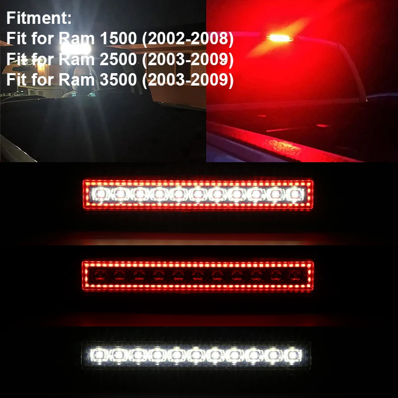 LED High Mount Brake Light For Dodge Ram 1500 2500 3500 4500 5500 2002-2018 LED Ring Light Guide High Mount The Third Brake Lamp