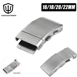 Watchdives 20mm 22mm Stainless Steel Watchband Buckle Brushed Extendable 16mm 18mm Adjustable Watch Buckle Double Push Button