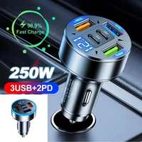 5 Port 65W USB Car Chargers Type C Car Charger Fast Charging PD QC3.0 Phone Charger in Car for IPhone Xiaomi Huawei Samsung