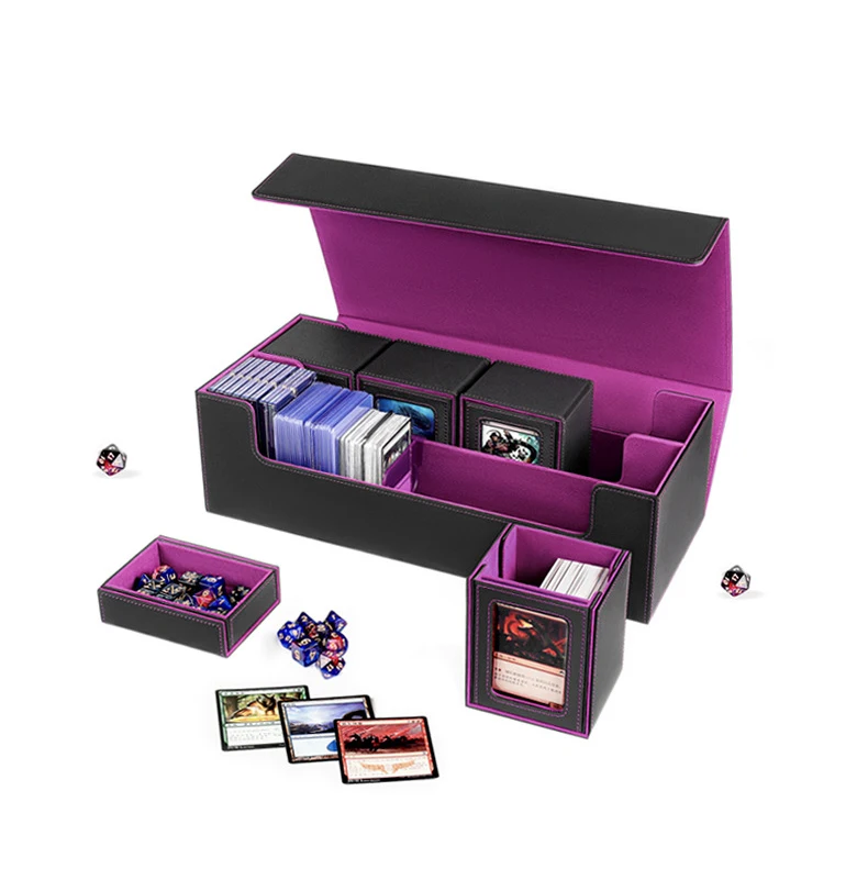 New high-capacity double row card card storage box, display window card holder box, transaction card storage box, magnetic PU le