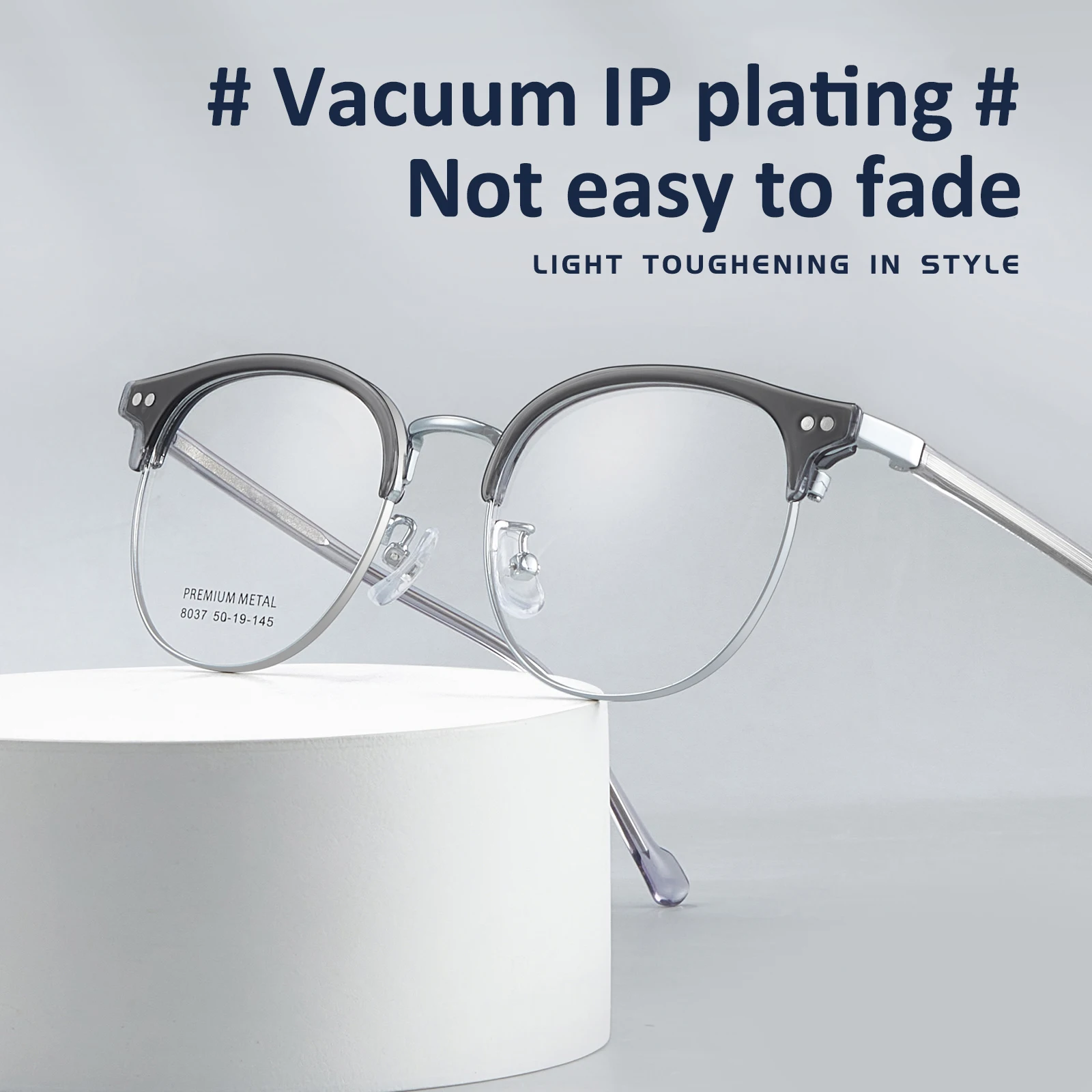 فيكي أزياء بسيطة الرجعية البيضاوي سبيكة النظارات الإطار مائة نماذج يمكن تخصيصها مكافحة الضوء الأزرق النظارات الطبية #3