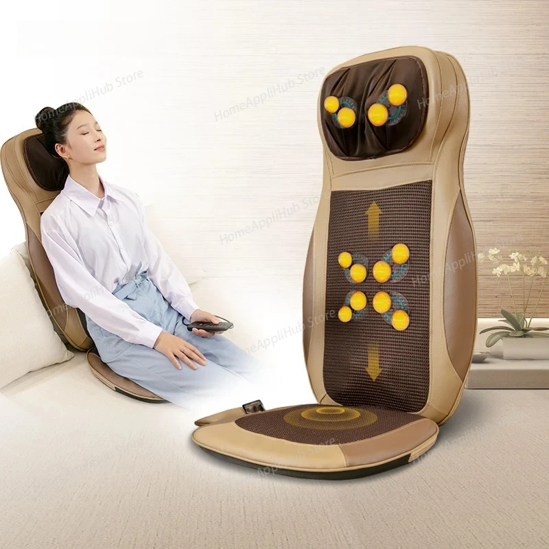 MARESE Electric Seat Massager Neck Shiatsu Heat Cushion Body Full Back Kneading Rolling Massage Chair Pad with Height Adjustment