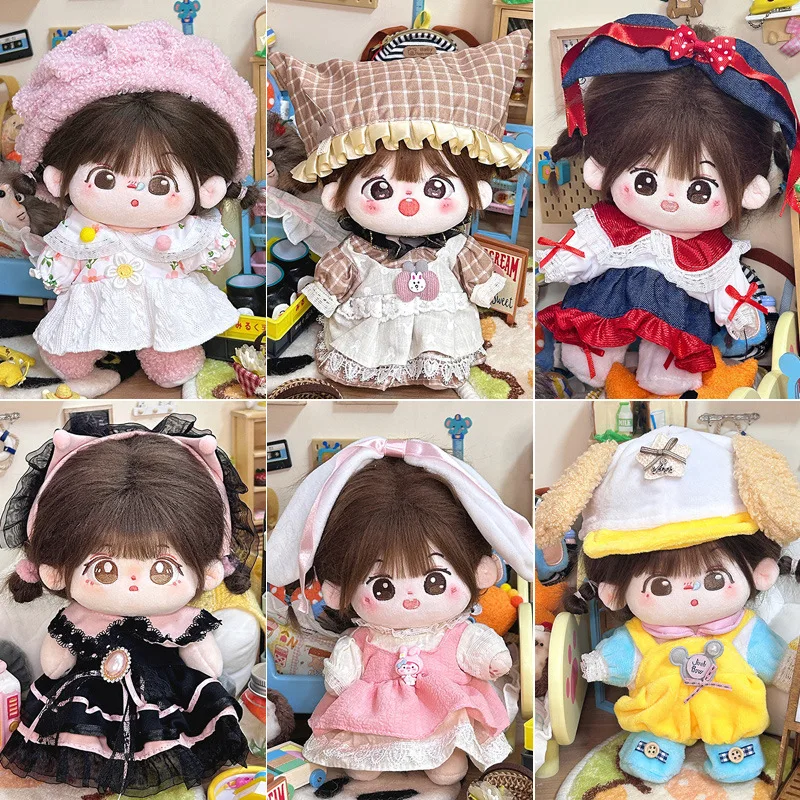 20cm Doll Clothes For Idol Dolls Accessories Fit Plush Stuffed Cotton Doll'S Maid Dress Skirt Outfit For Korea Super Star Toy