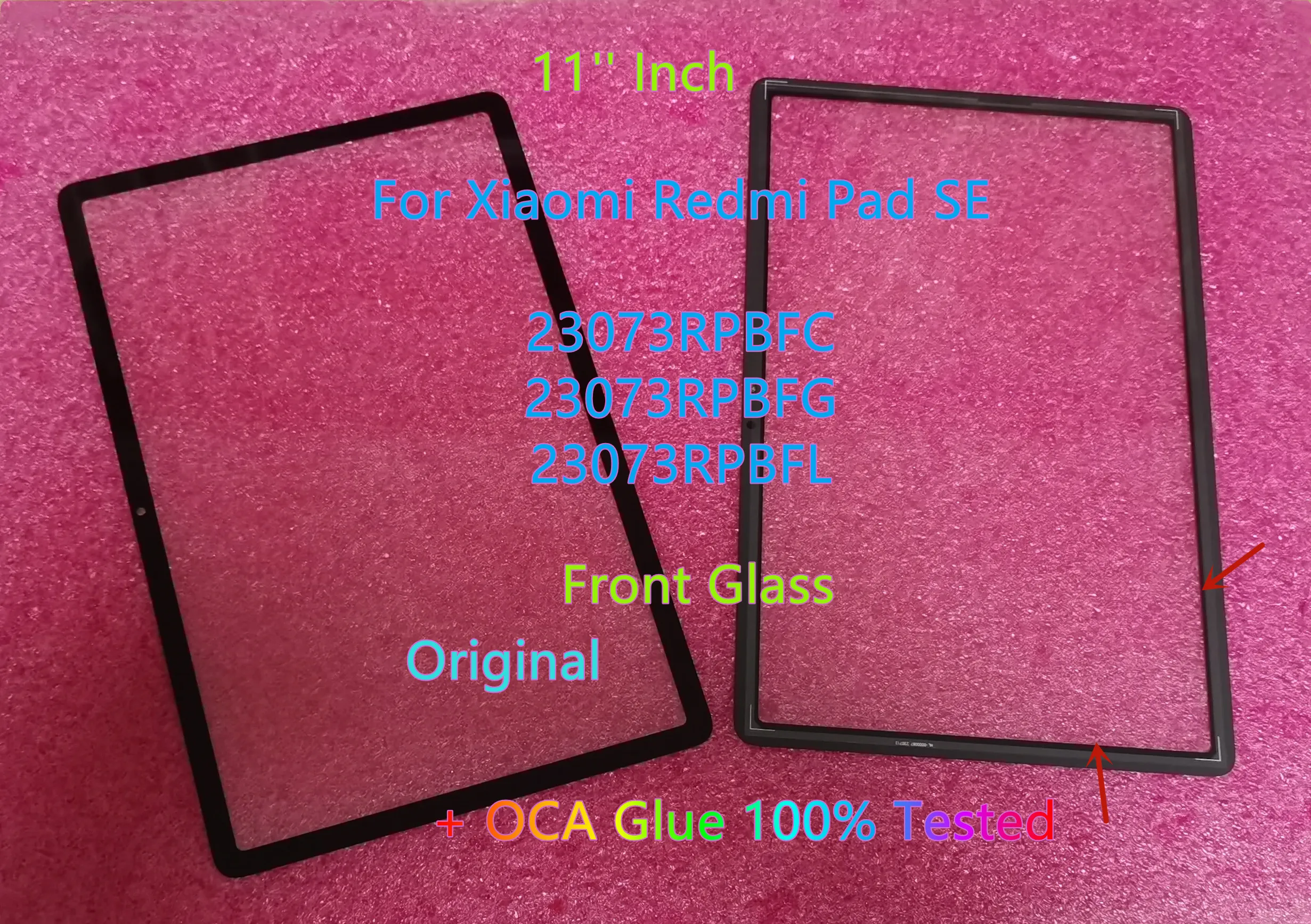 

New 11'' Inch For Xiaomi Redmi Pad SE 23073RPBFC 23073RPBFG 23073RPBFL Touch Screen Front Glass Panel + OCA Glue 100% Tested
