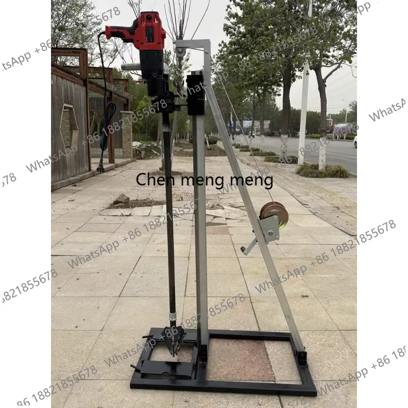 

Small portable household water well drilling rig single person 2 phase electric hand crank drilling equipment