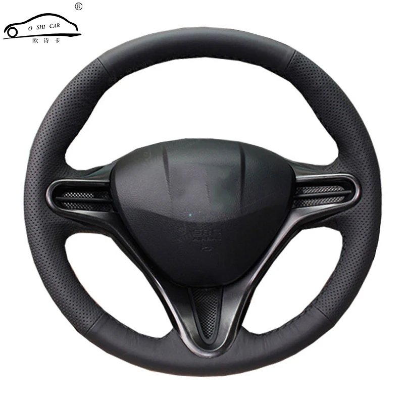 Customized Original DIY Car Steering Wheel Cover For Honda Civic Old Civic 2006-2011Black Leather Braid For Steering Wheel