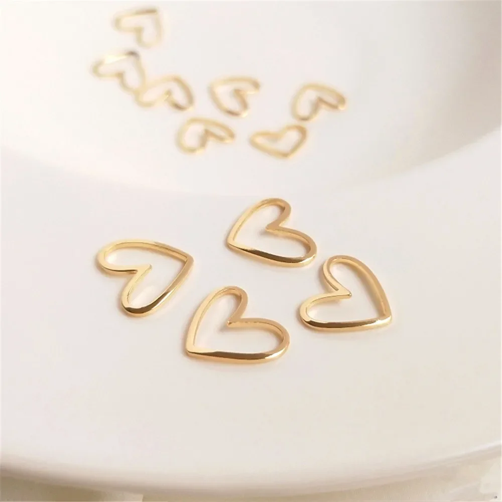 14K Gold Plated Hollow curved heart shaped accessories diy first accessories connected earrings hanging ornaments