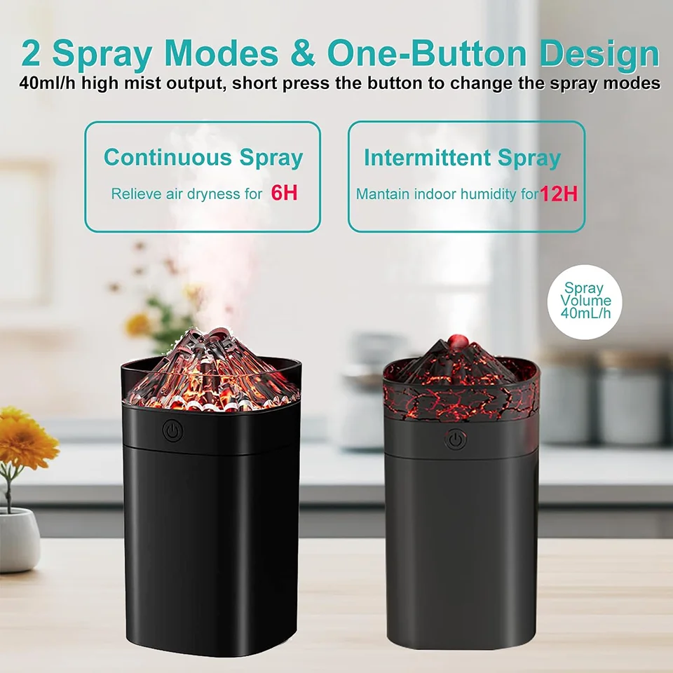 Mini Humidifier USB Aroma Diffuser 7 Color Light Mist Nano Sprayer Silent Desktop Volcano Air Humidifier for Home Office Car
