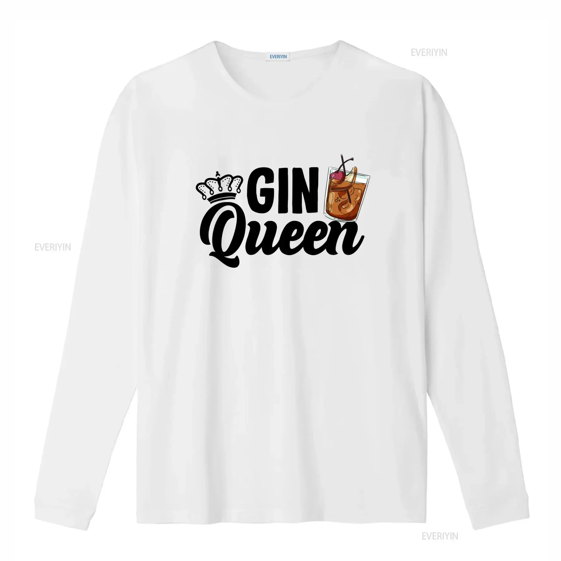 Gin Queen T Shirt for Cocktail Drinker and Tonic Lover with Funny Design vintage Washed fashion Breathable homme Soft