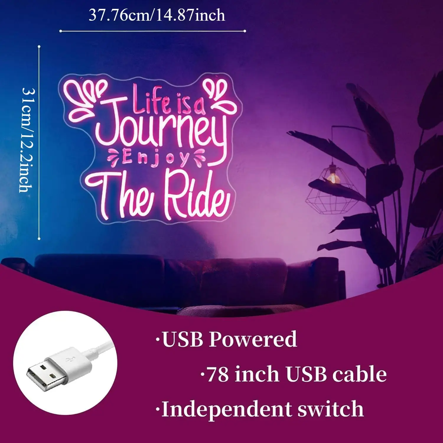 Journey The Ride Neon Sign USB LED Dimmable Neon Lights for Bar Hotel Bedroom Wall Art Decoration Special Gifts Night Light view 5