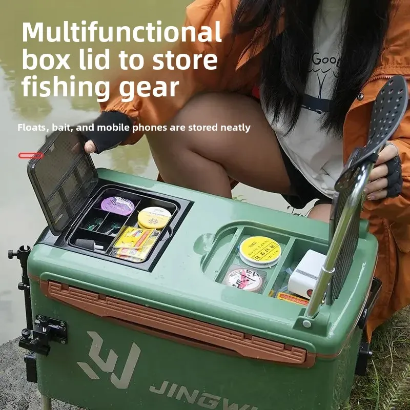 Multifunctional Fishing Tackle Box Seatable‑Design Tool‑Free Assembly Storage Case for Lake Shore Boat Angling Fishing Gear