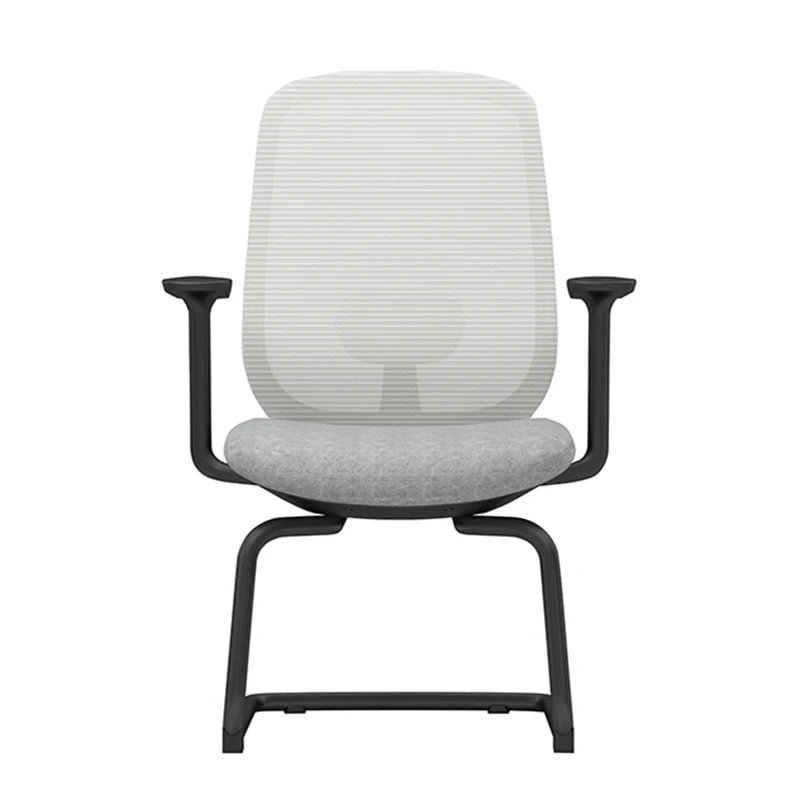 

Grey Mid-back Mesh Visitor Chair Lumbar Support Meeting Chair Conference Office Chair Without Wheels