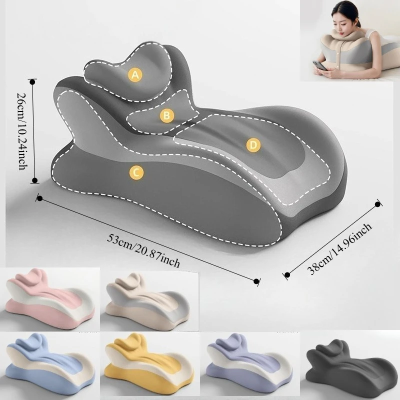 Wedge shaped memory sponge ergonomic pillow can support neck, back, legs, resting bed, sofa reading