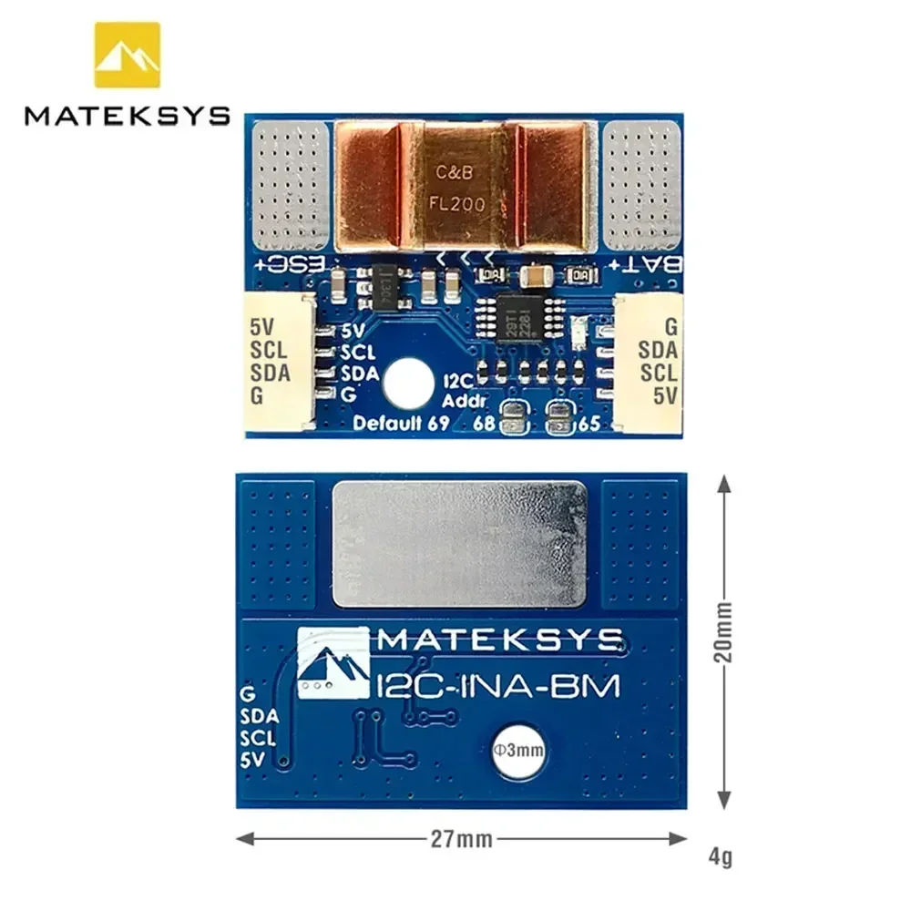 MATEK I2C-INA-BM Ultra-Precise I2C Power Monitor High Accuracy Current 0-204.8A 0-85V for RC FPV Drone Quadcopter DIY Parts