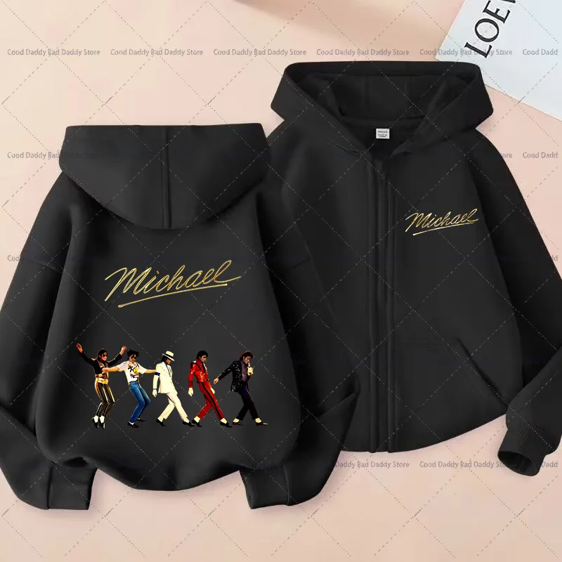 Kinder Freizeitjacke Herbstkleidung King of Pop MJ Mode Hoodie Jacke für Jungen Mädchen Kinder Michael Jackson Reißverschluss Kapuzenpullover – Detail 7