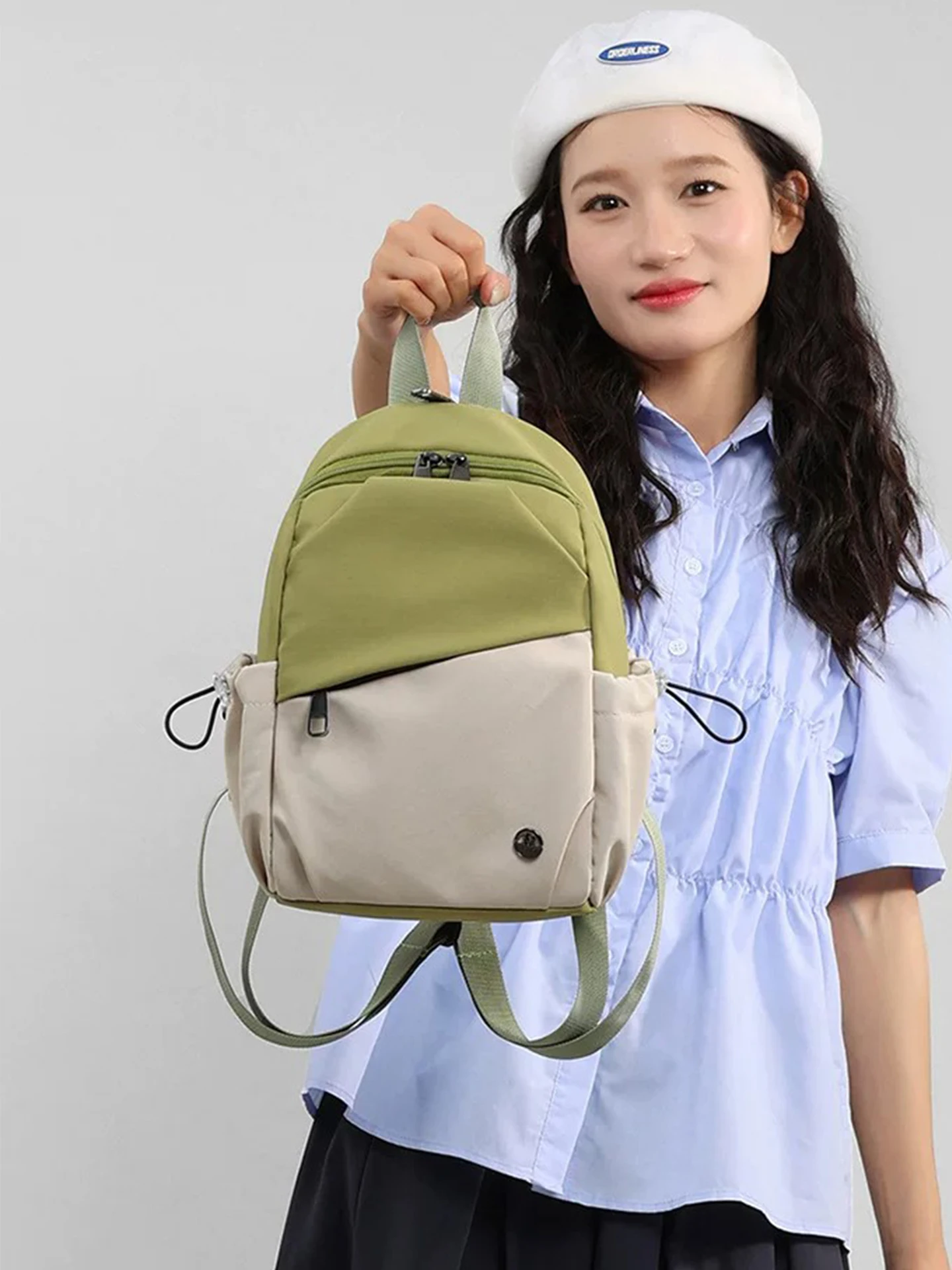 2026 New Women's Double-Sided Canvas Backpack Outdoor Travel Large Capacity Slanting Bag Daily Commuting Crossbody Bag
