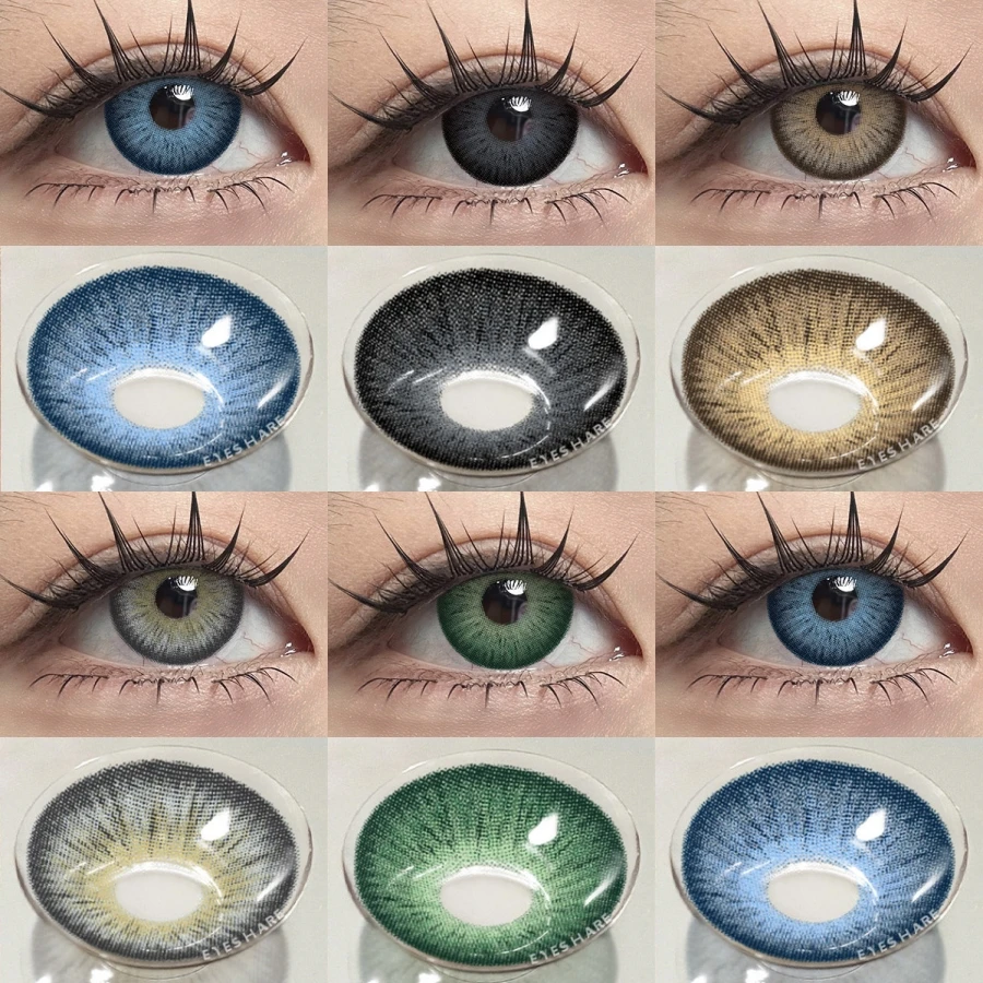 EYESHARE 1 Paar Kontaktlinsen mit großen Augen, Farbe Schwarz, Linsen-Make-up, Schönheit, farbige Schüler, grauer Kontakt, schwarze Augen-Make-up