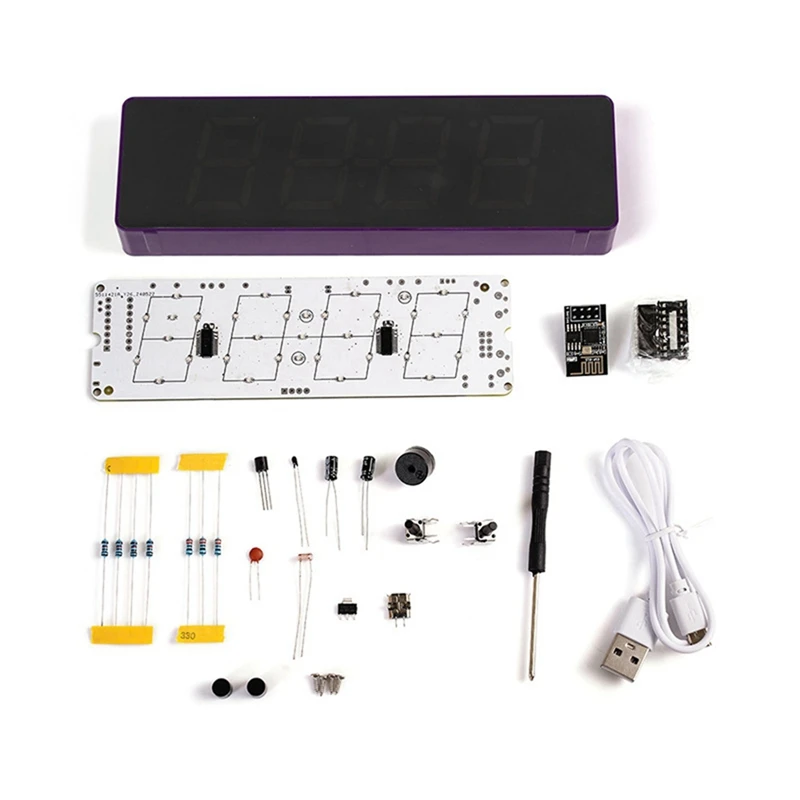 DIY Electronic Kit Digital RGB Colorful LED Alarm Clock Suite,C New Arrivals in Stock