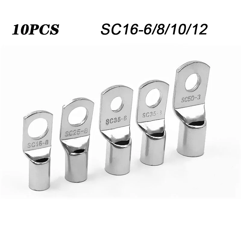 SC16-6 SC16-8 SC16-10 SC16-12 Tinned Copper Cable lugs  Set Wire Terminals Connector Soldering Kit