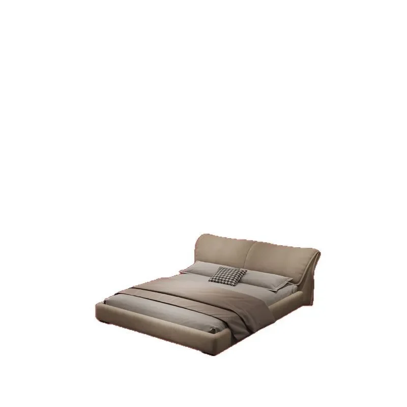 

Fabric bed, soft bag, embossed, flannel, Italian, minimalist, master bedroom, modern