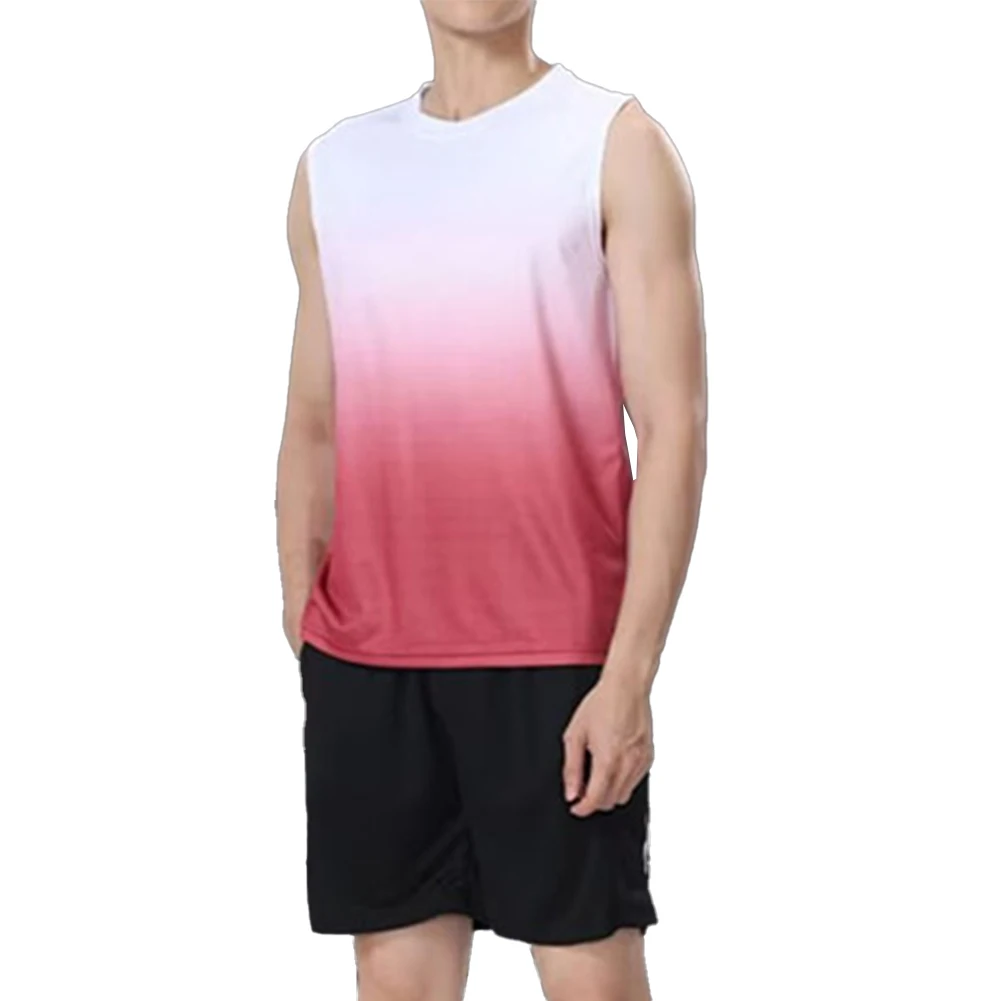 

Рубашка без рукавов для бодибилдинга, мужские майки с градиентом, активный отдых на свежем воздухе, содержание 10 спандекса, 90, полиэстер, материал
