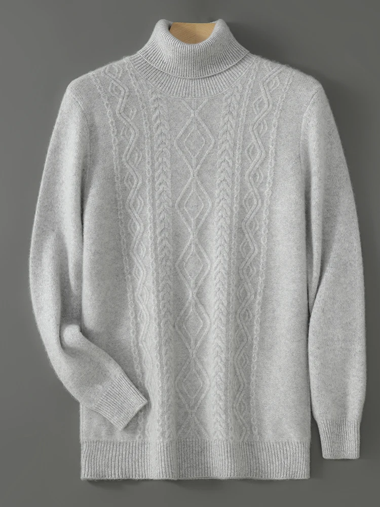 100% メリノウールメンズハイカラー秋冬ファッションカジュアルベースセーターニットセーター
