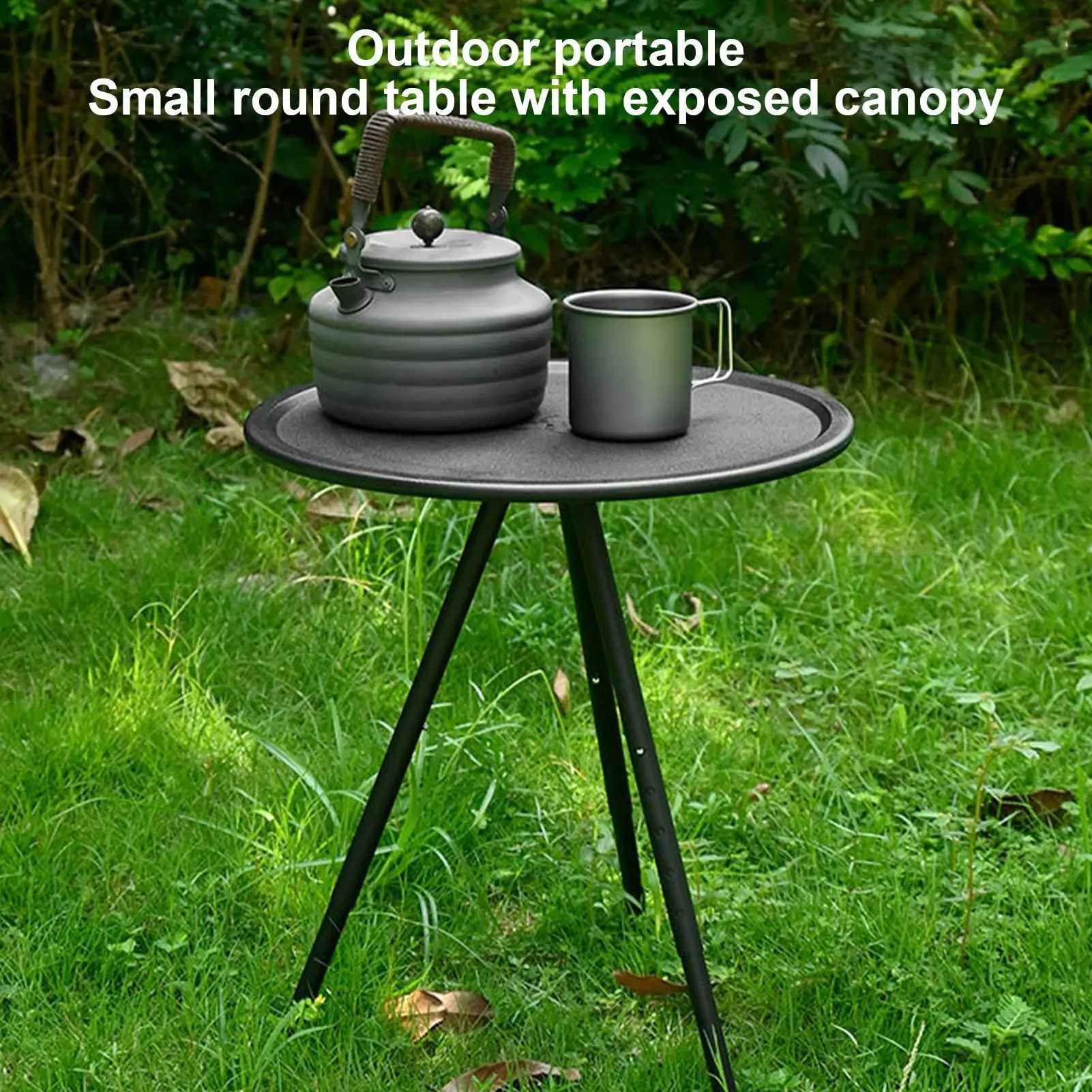 

Folding Outdoor Table Round Small Patio Camping Folding Table Round Foldable Desk with Adjustable Height for Cooking BBQ Picnic