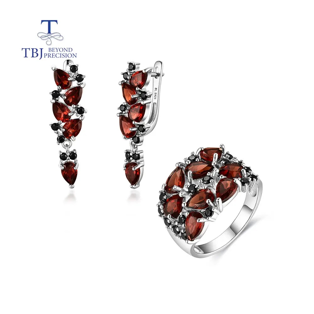 Natural Mozambique garnet rings earring 925 sterling silver fine jewelry for women wife luxury design anniversary party gift