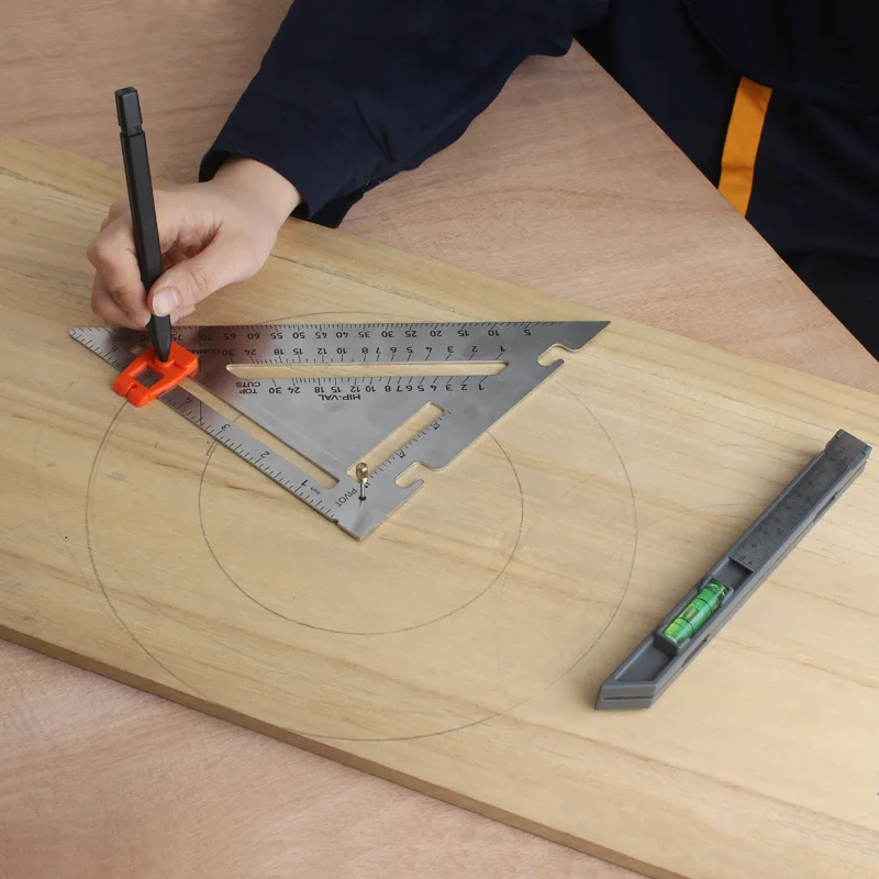 7-inch, 12 inch multifunctional triangle drawing ruler, angle measuring with ruler, woodworking and decoration tool DIY