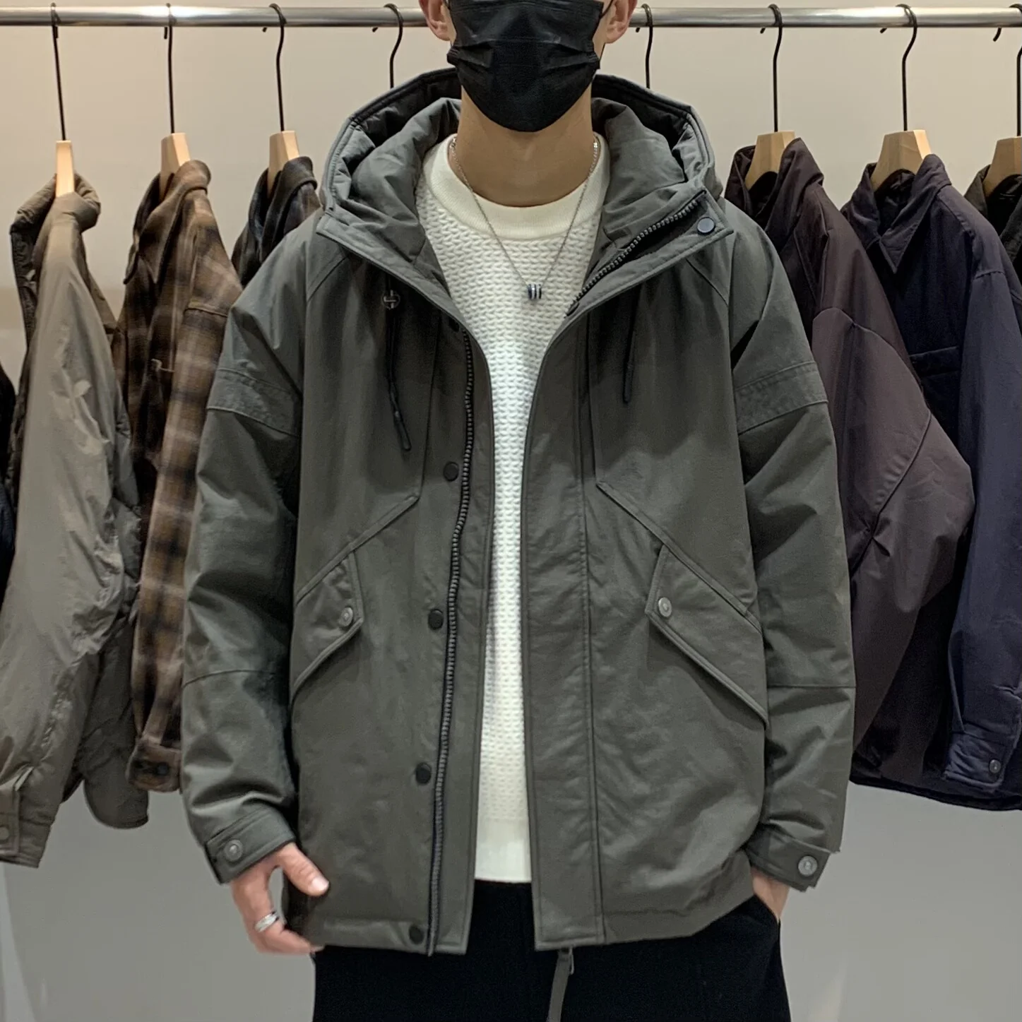 

Зимняя мужская куртка с капюшоном, универсальная, повседневная, модная, в американском стиле рабочей одежды, высококачественная, теплая, из прочного нейлона, для молодежи, для поездок на работу