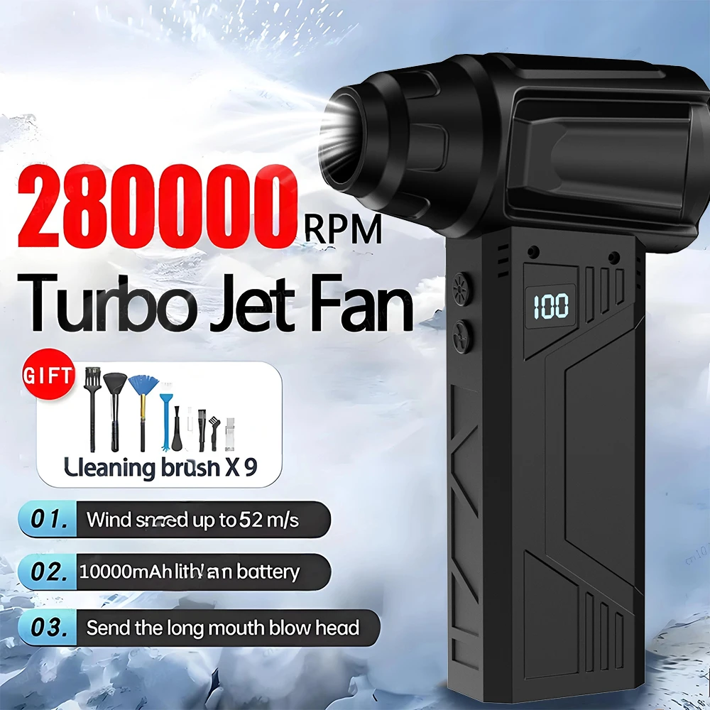 

Mini Turbo Jet Fan 52M/S Portable Turbo Fan 280000RPM Jet Turbo Blower Brushless Motor Handheld Duct Fan Cleaning Tool Type-C