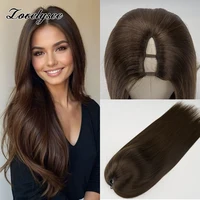 Pelucas con parte en V recta 180% de 14-28 pulgadas, cabello humano brasileño marrón claro para mujeres, peluca de cabello humano con forma de V 150%, sin encaje y sin pegamento