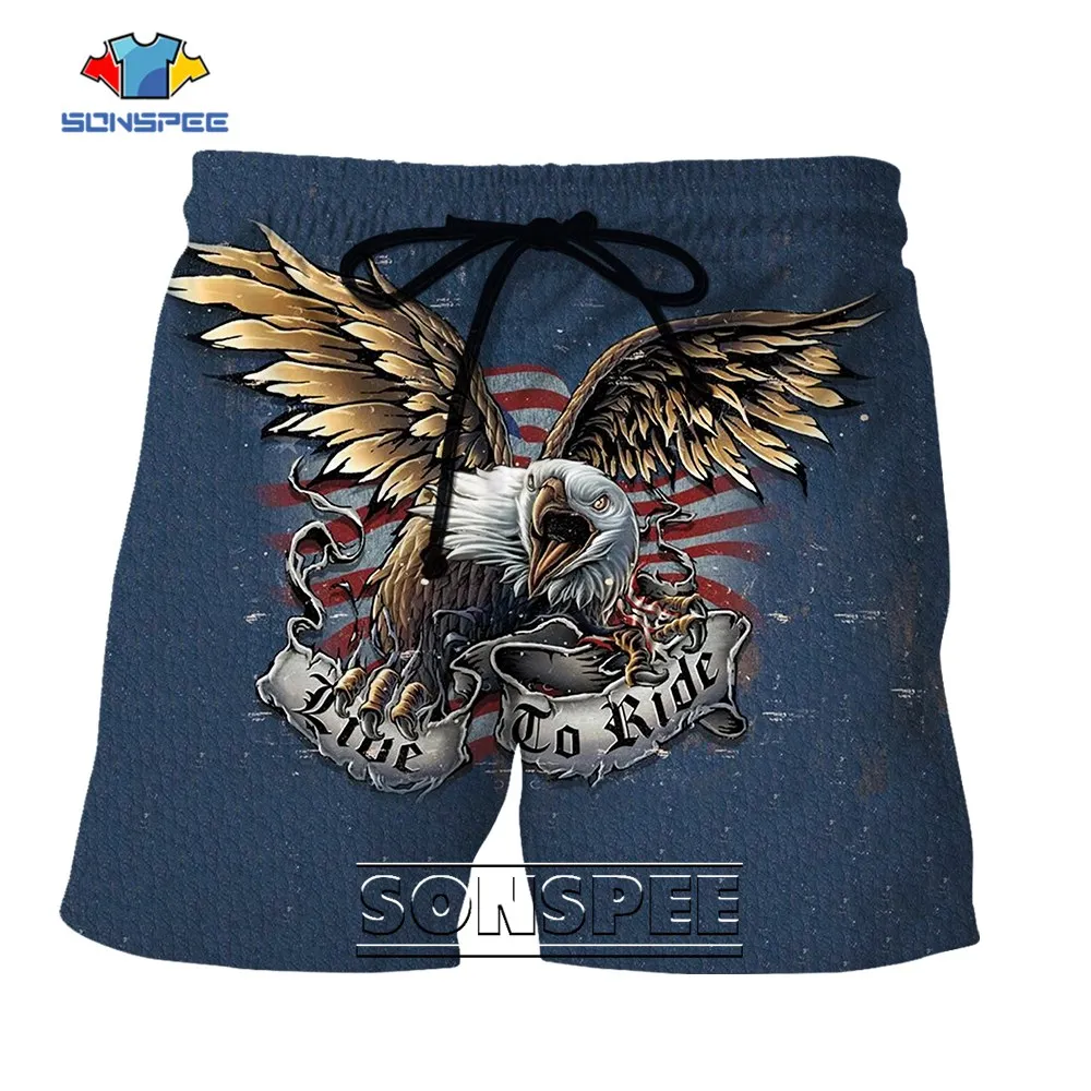 SONSPEE Bald Eagle Harajuku Summer 3D Print Shorts American National Bird Plus Size Men Women Personality Sports Short Pants