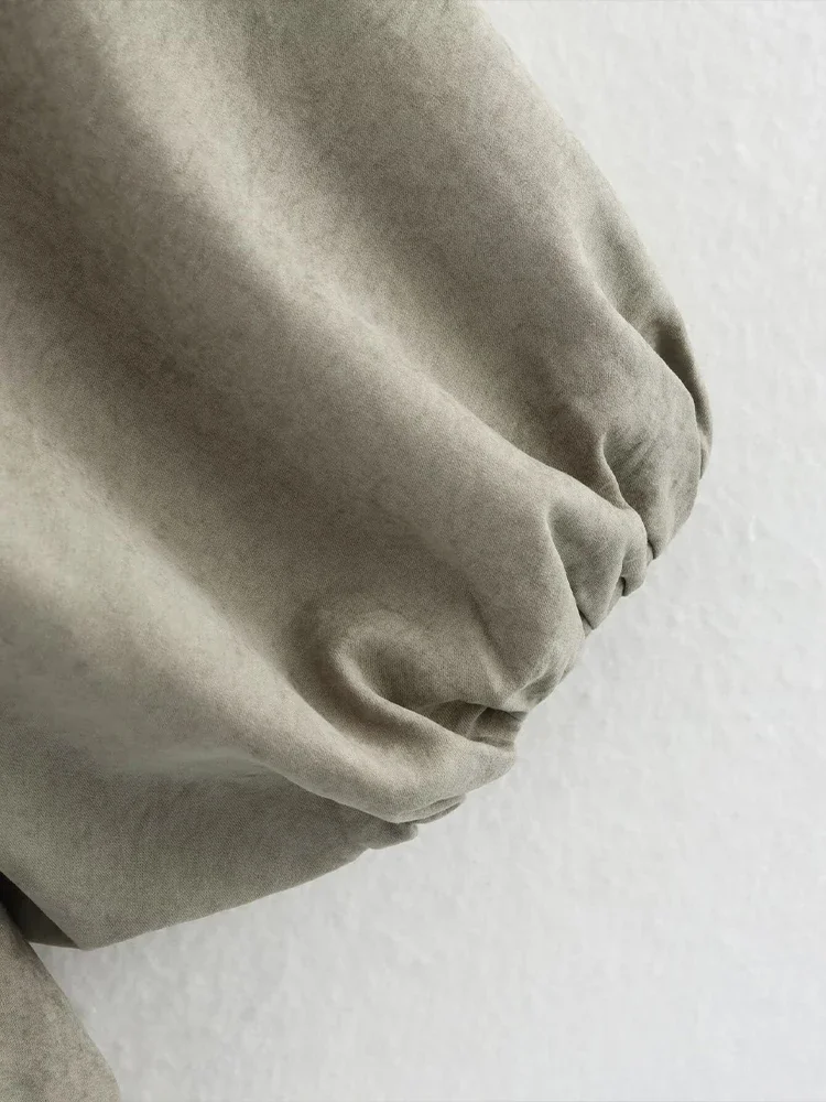 FDEY  European and American style 2025 summer new women's clothing casual temperament simple puffy pilot lapel jacket