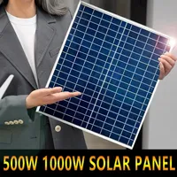 1000w 500w Solar Panel 12v Photovoltaic Solar Panel Solar Power Bank 100a Controller Set For Outdoor Charging, Household/camping