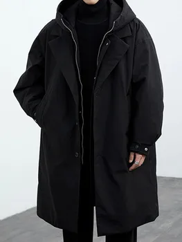 Men's Long Windproof Trench Coat, M-5XL 5 2024 Spring and Autumn New Fashion Solid Color Windproof Long Trench Coat Men's Casual Loose Large Size High Quality Coat M-5XL 5