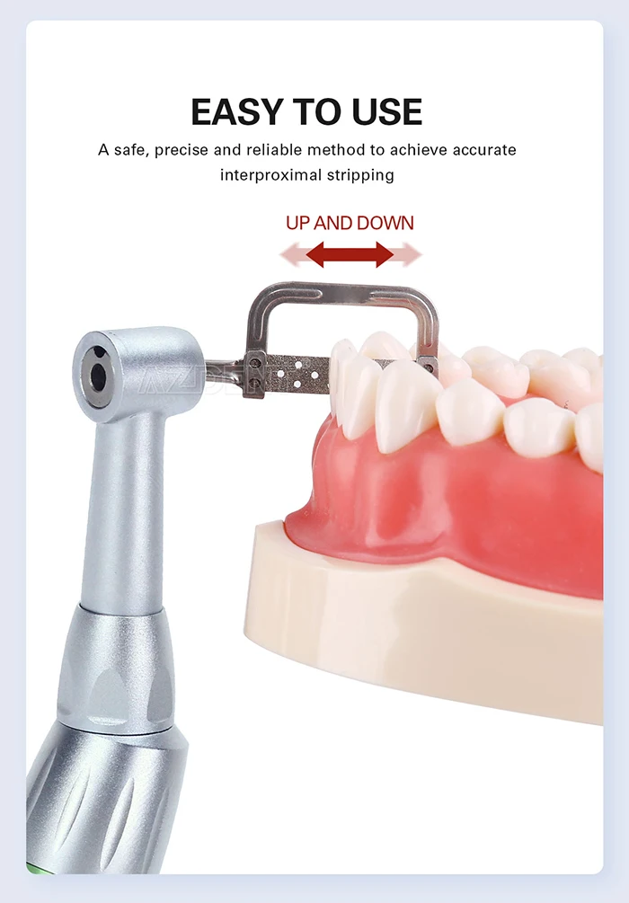 AZDENT Dental 1:1/4:1 Interproximaler Streifenkontra-Winkelstück für kieferorthopädische Zahnlückenmessung – Detail 36