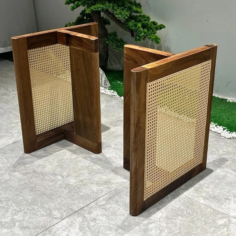 ‌ Gambe da tavolo in legno di noce con base in ferro Supporto da tavolo in vero legno resistente Altezza regolabile per tavolo da pranzo e banco da lavoro