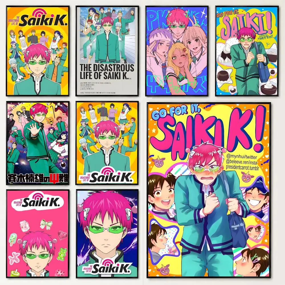 anime Saiki K Poster HD Poster Black and White Simple Home Decoration Suitable for Living Room Bedroom Corridor and Gift Giving