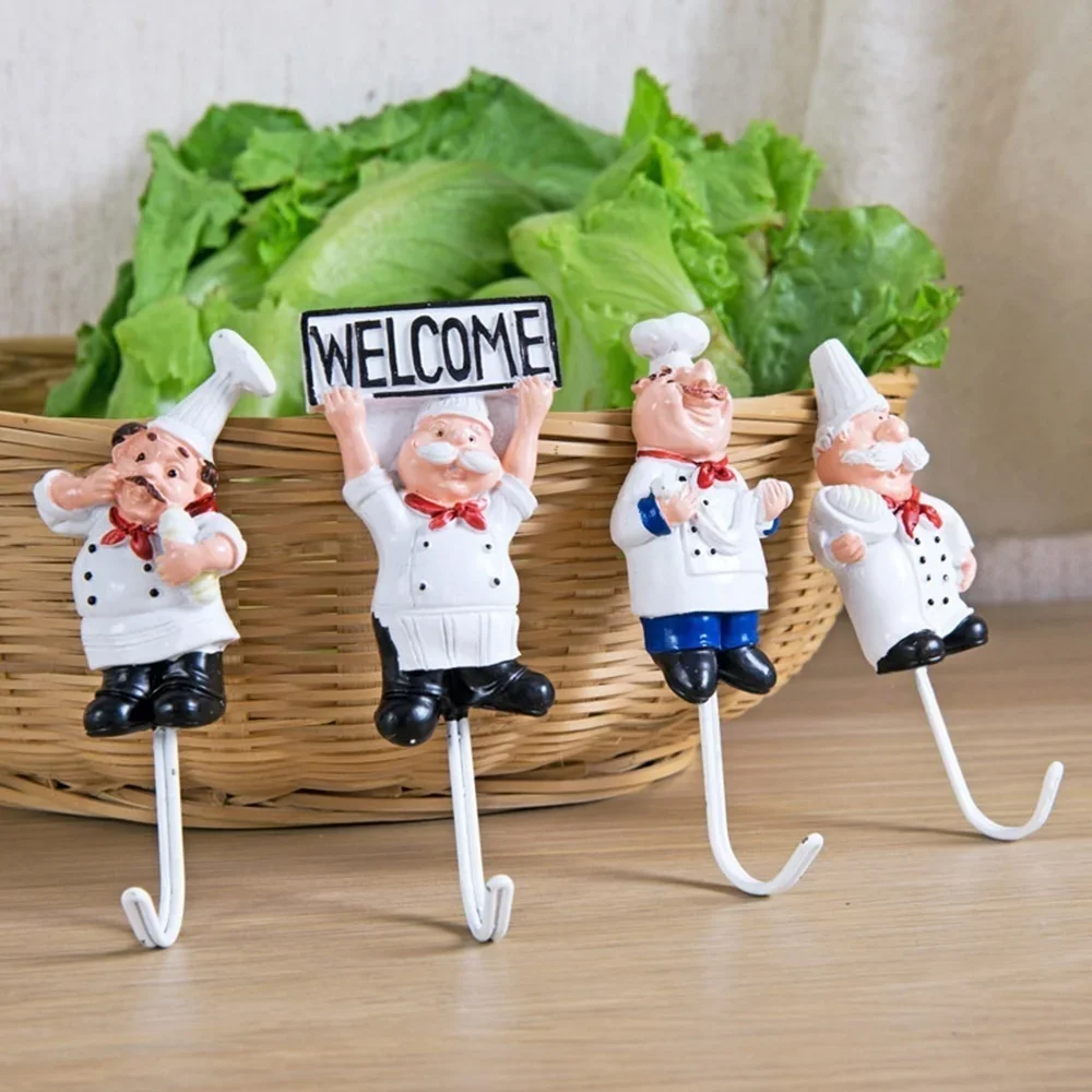 Kitchen Creative Chef Cartoon Storage Rack Hooks Wall Hanger Kitchen Hooks for Utensils