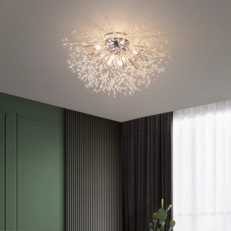 Dandelion ceiling light Nordic modern crystal living room light Warm bedroom room light Coffee shop decoration light