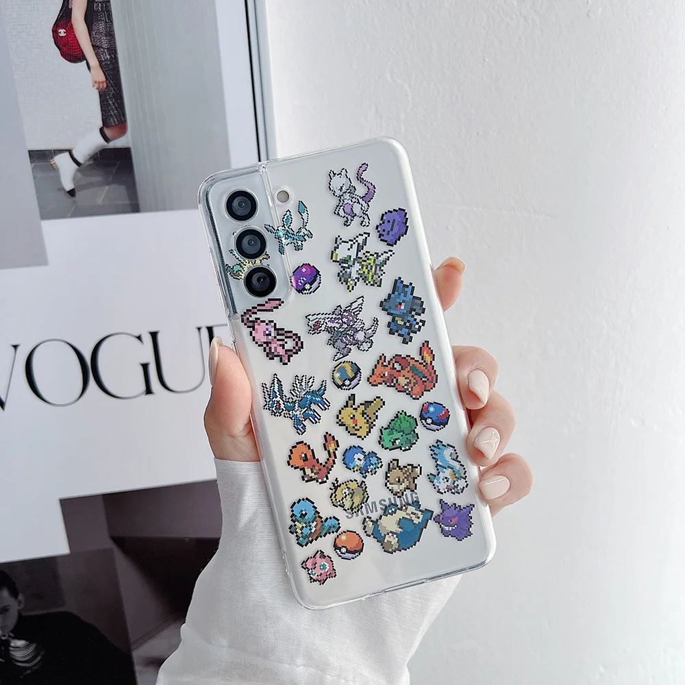 3D Cartoon Funny Pika Pikachu Pokemon Clear Soft Phone Case For  Samsung S24 S23 S22 Ultra S21 S21 Plus A54 A55 A34 A35 Shell