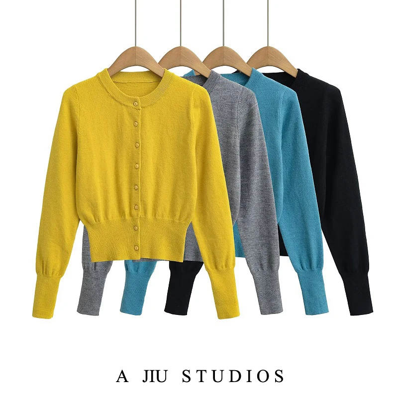 

Корейский вязаный открытый кардиган на одной пуговице, женский весенне-осенний новый свитер, облегающий топ для похудения с талией