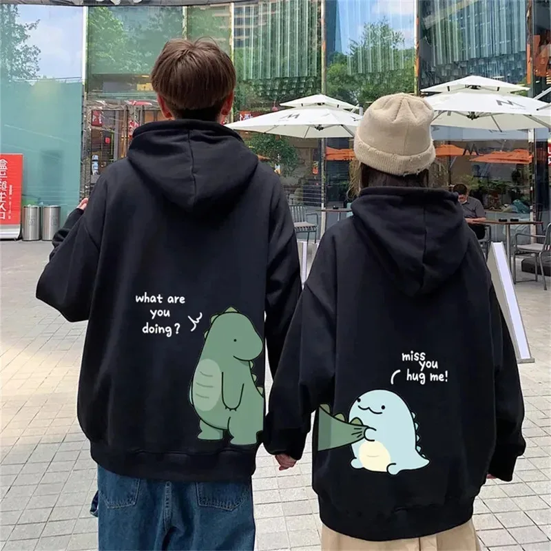 Herbst und Winter, süßer Rock-Dinosaurier-Mode-Print, lässiger Harajuku-Y2k-Cartoon-Paar-Hoodie für Herren als Geschenk für Paare