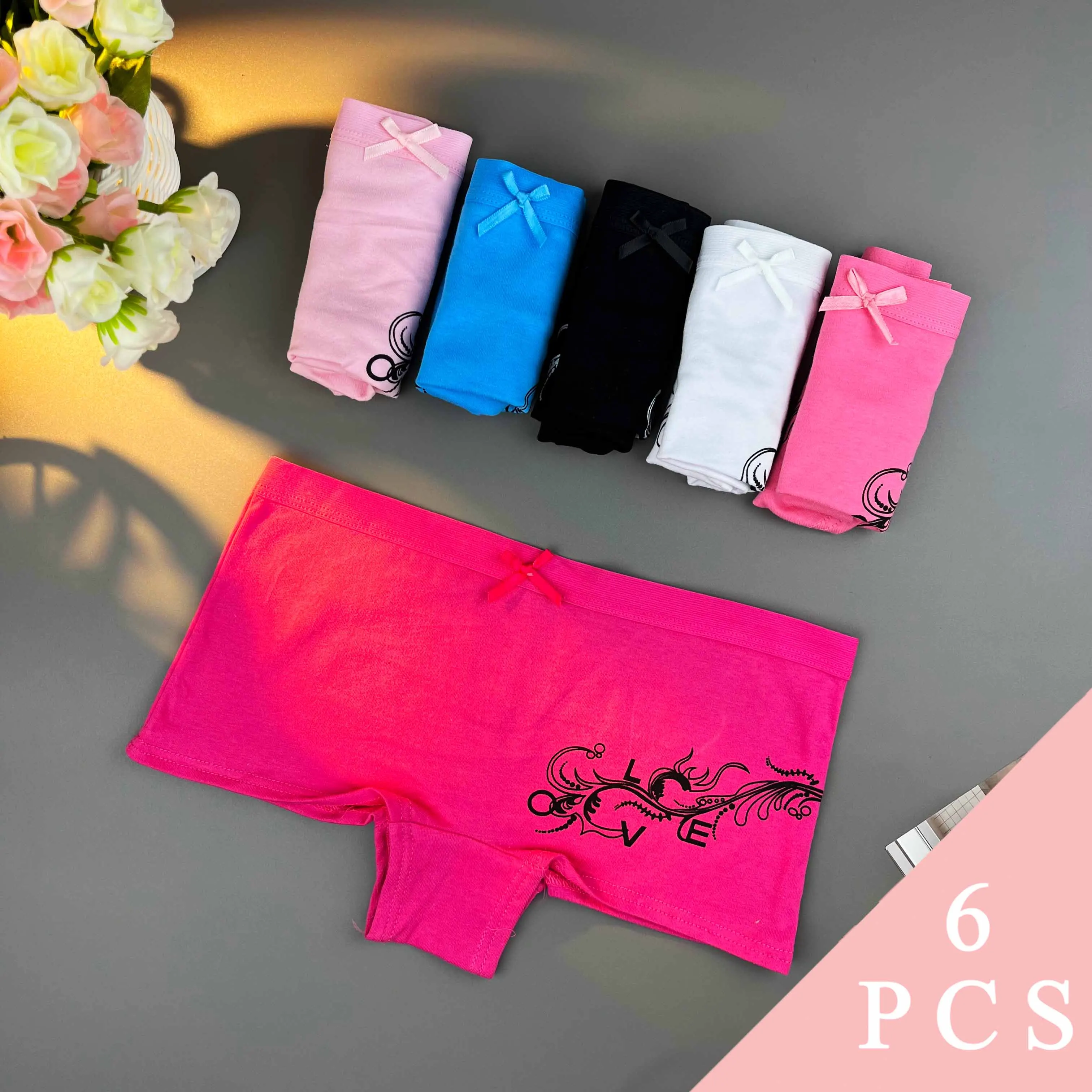 6 قطعة [الملابس الداخلية النسائية] حجم كبير أنثى بويشورت الملاكم القطن لينة سراويل داخلية مرنة الإناث السراويل الواقية