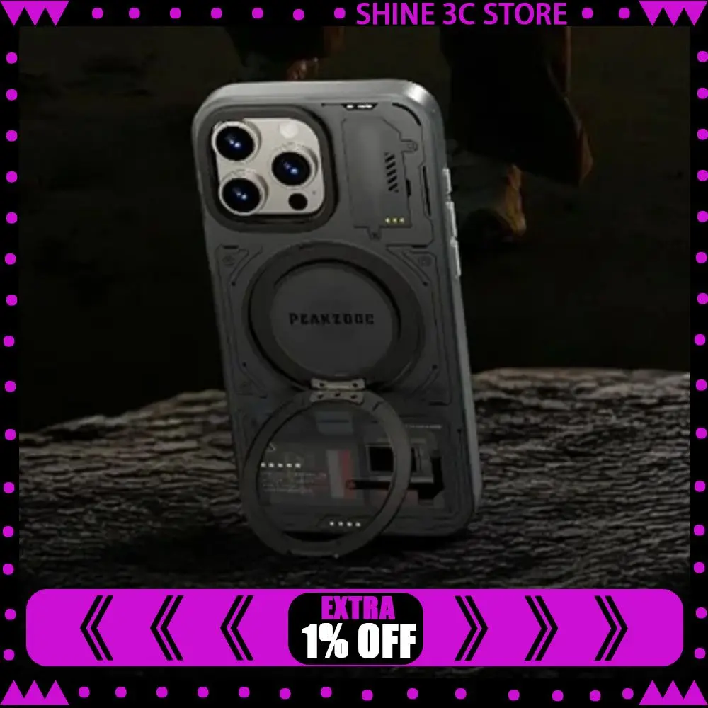 

Peakzooc Cyber Memory Card Phone Case Magnetic Bracket SIM Card/SD/TF/Memory Card Storage Manager for IPhone 15/16 Pro Max Gift