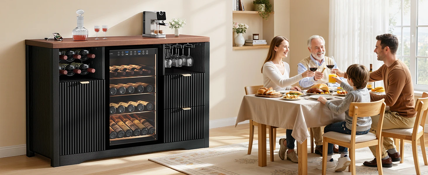 coffee bar cabinet with fridge space