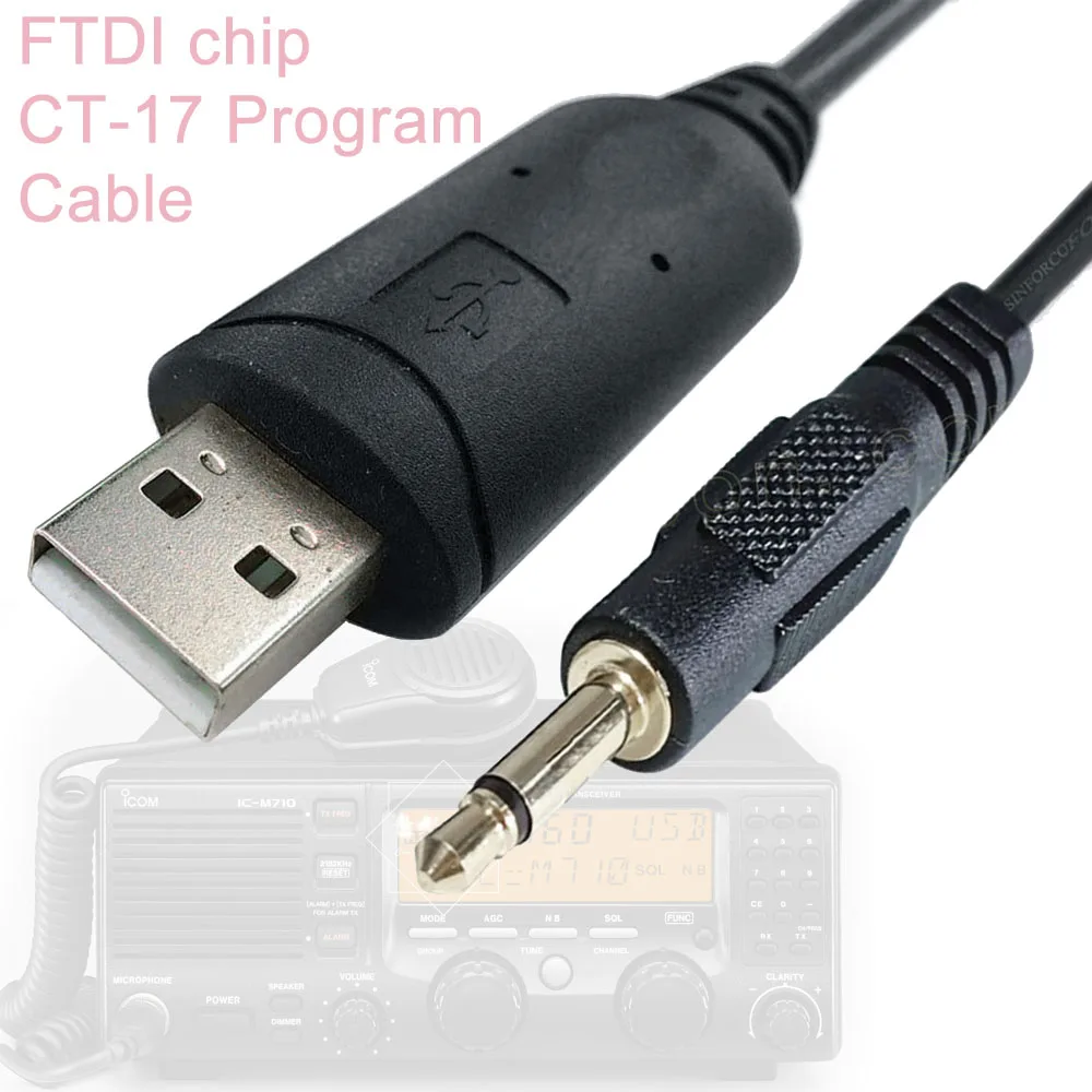 USB-3.5 Stereo ICOM Radio CI-V Level Converter Cable CT-17 Radio Control Cable Freq Read Set Mode Set Read